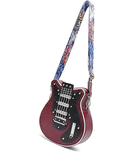 Amazon.co.jp: ギター型クロスボディバッグ、PUレザーギター型バッグ